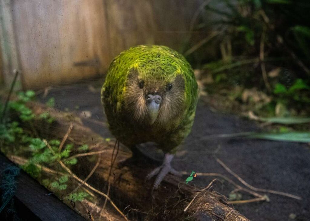 De groene kakapo uit nieuw-zeeland